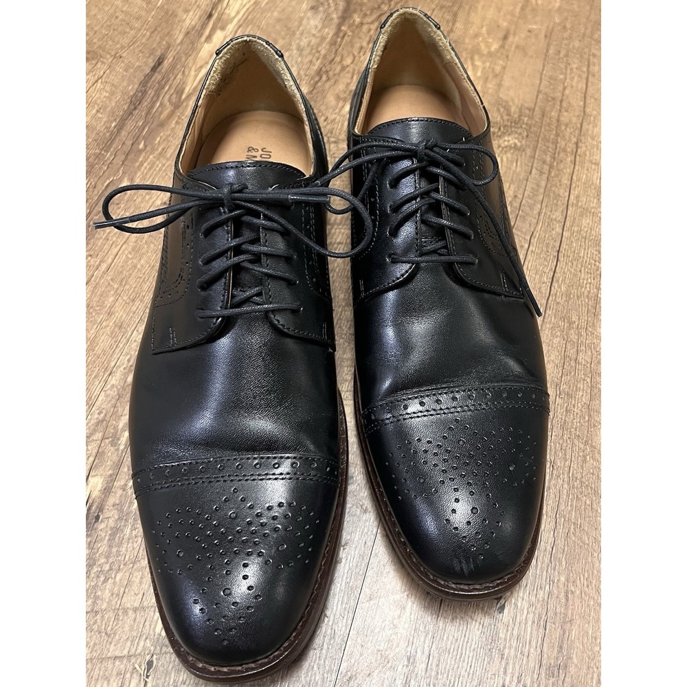 Johnston & Murphy Lewis Cap Toe Oxford Black Leather Dress Shoes Men's Size 8 M